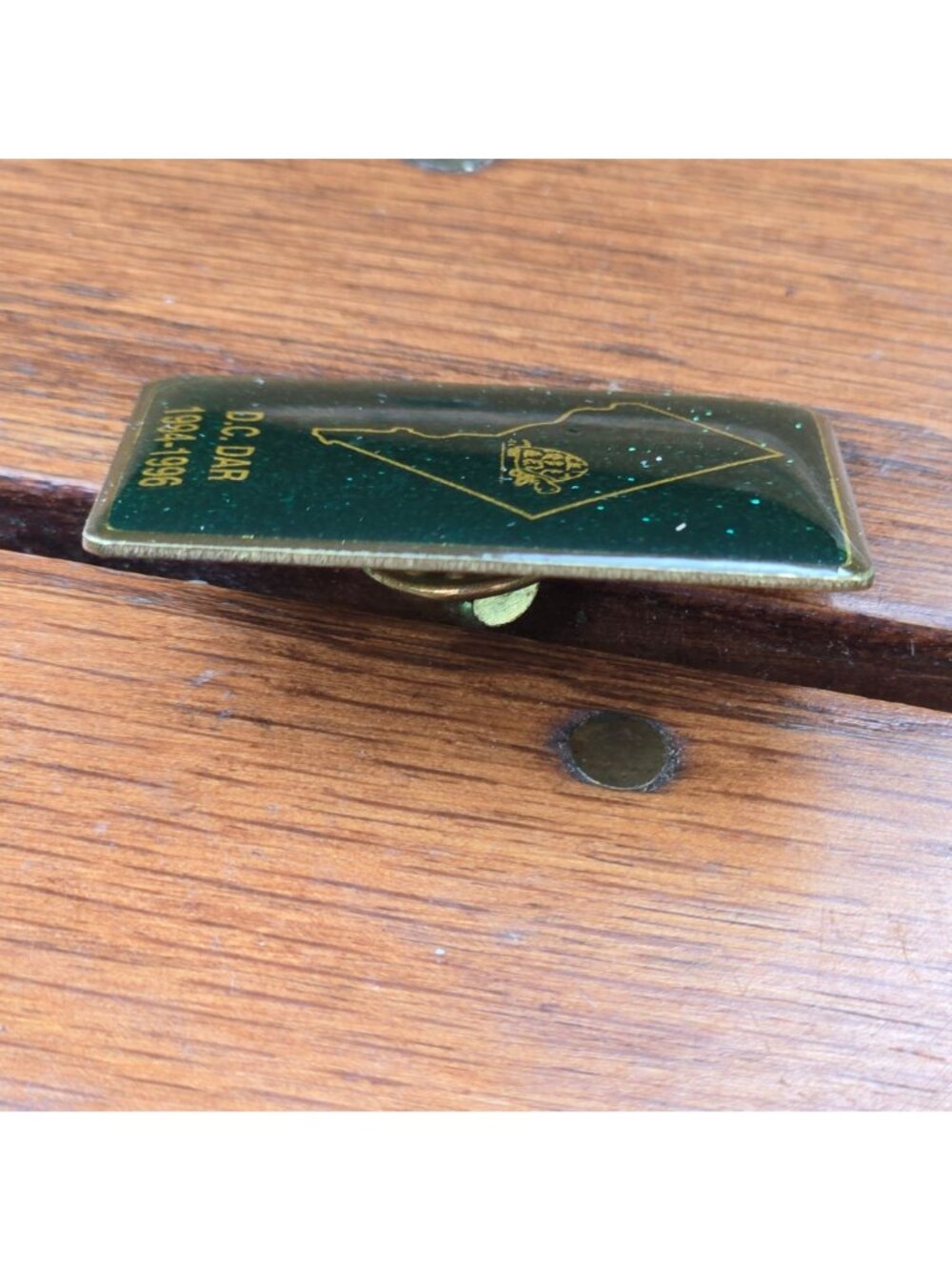 Daughters of the American Revolution DAR DC Green turtle Pin Brooch DC Vintage - Picture 5 of 10